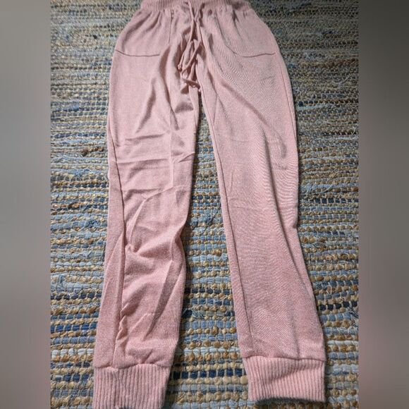 Peach Pink Joggers S Athleisure Cozy Loungewear Drawstring Soft Knit Casual - Picture 2 of 8